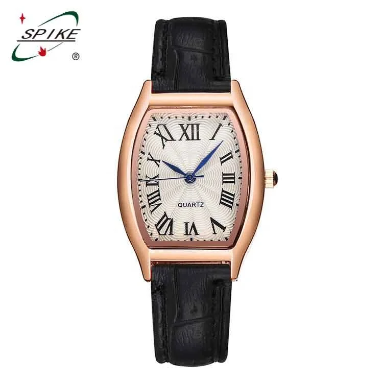 Waterproof leather band japan movement quartz watches stainless steel back