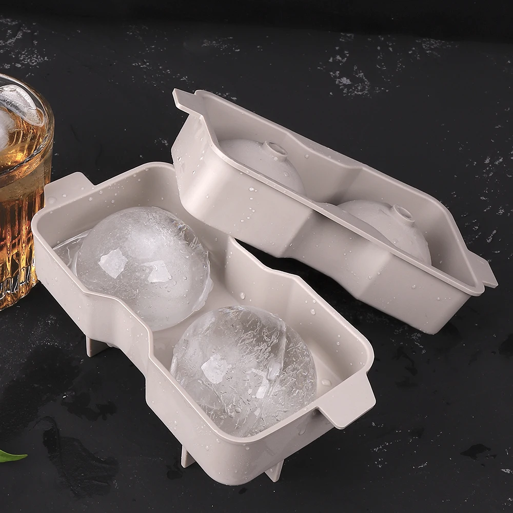 Large Round Ice Ball Mold Spheres Big Ice Cube Makers Silicone Tray with Removable Flexible