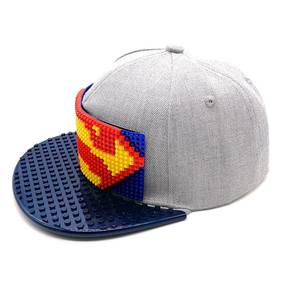 Wholesale Custom Fashion Diy legos Baseball Caps Kids And Adult Flat Brim Hat Snapback