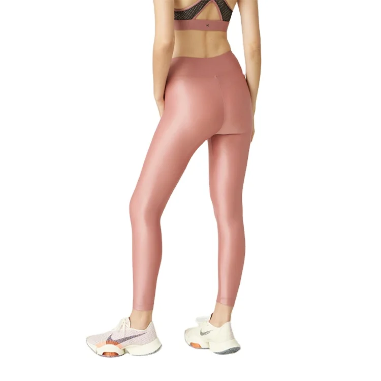 Оптовая продажа, длинные штаны для йоги для тренировок на заказ, Леггинсы для йоги без просвечивания, блестящие лоскутные леггинсы для женщин