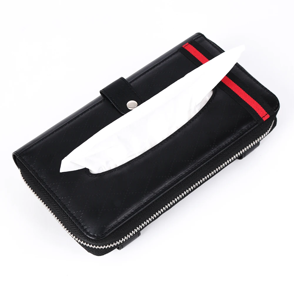 Car tissue box holder Luxury Design Leather Napkin Case Hanging Paper Towel Clip Tissue Box Visor Holder
