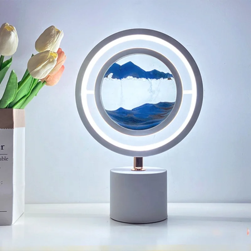 TAIKOO 3D песочные часы светодиодный Ночной свет песок движущийся рисунок зыбучие пески глубоководный пейзаж настольный и комнатный светильник