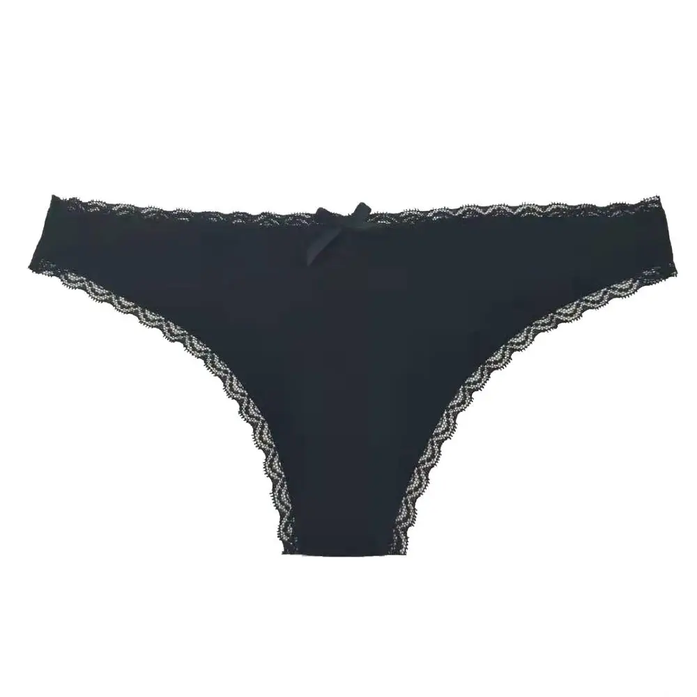 China manufacturer black and purple young girl wearing panties cotton lace thong panties transparent sexy t back underwear