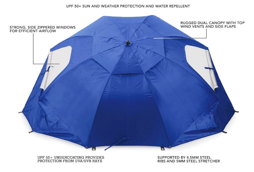 Hot popular Customer LOGO print 8 foot Vented SPF 50+ Sun and Rain Canopy Outdoor Beach Umbrella for Sports Events