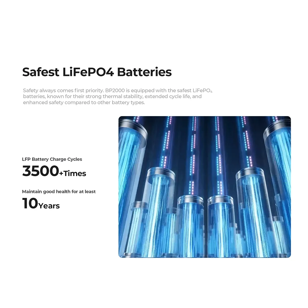 EVE 2200W 2048Wh LiFePO4 Lithium Battery Power Station Solar Generator with Flashlight Home Battery Backup Solar Panel Power