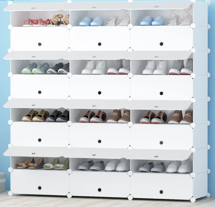 48 Pair Shoe Rack Cabinet Pp Plastic 3X8 DIY Portable Closet Folding Living Room Furniture Modern Home Office,living Room Ningbo