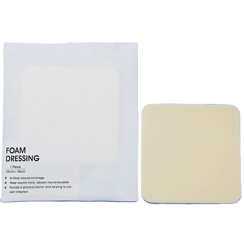 
Wholesale Highly Absorbent Non-asherent Silicone Foam Wound Dressing , Laminated with PU Film 