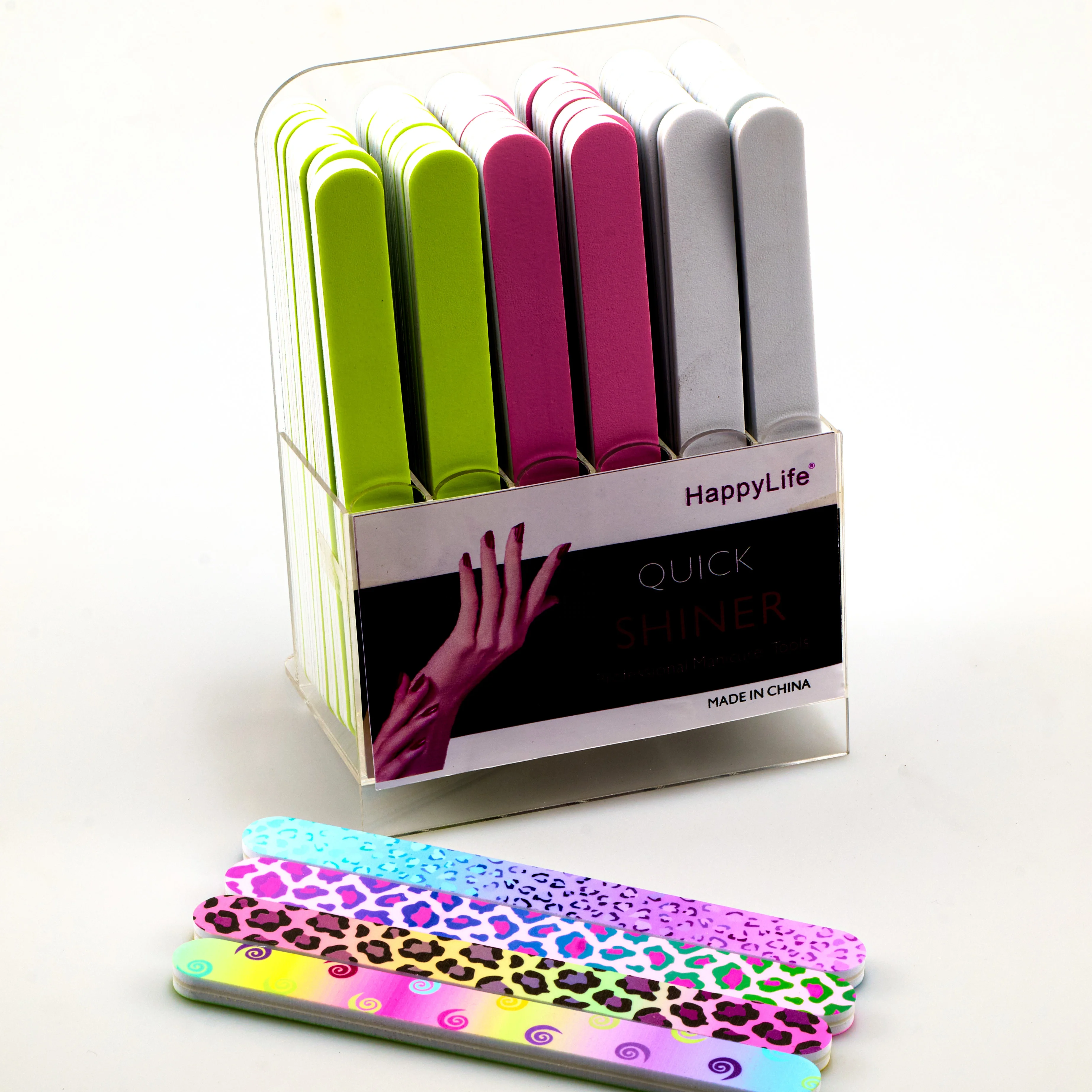 High Quality Professional Manicure Set Colorful Buffer Stick Set Custom Printing Logo Zebra Nail File Custom Logo