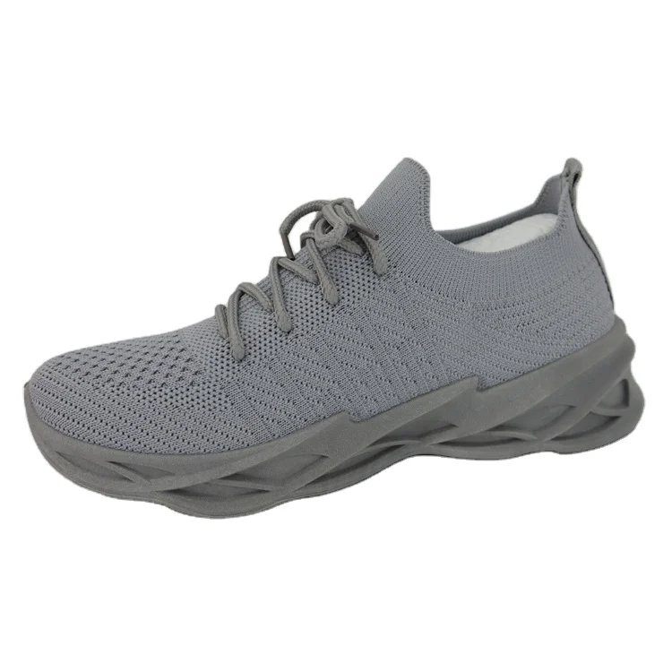 
mesh breathable hiking cloth cushion knitted Sports grey women ODM OEM Wholesale 3D fly knitting shoes 