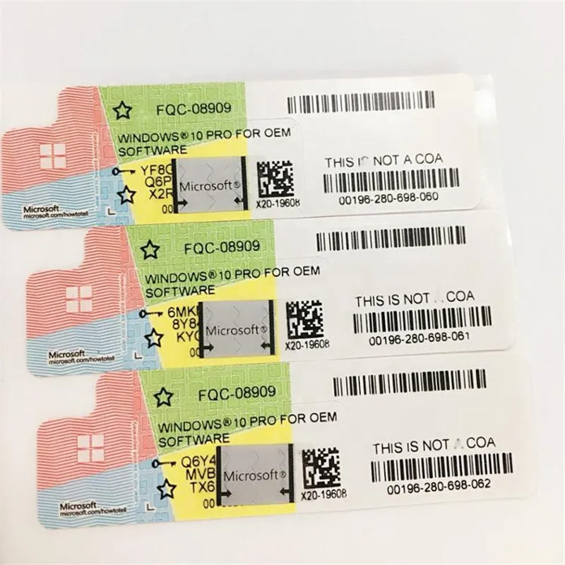 Оптовая продажа, оригинальный ключ OEM с наклейкой COA на Windows 10 pro, 32 бит/64 бит, цифровой ключ