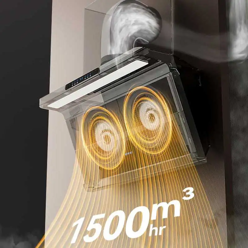 Wall mounted 48 inch double suction kitchen hood smoke extractor fan 24 36 black modern Infrared Sensor Switch Smart Range Hood