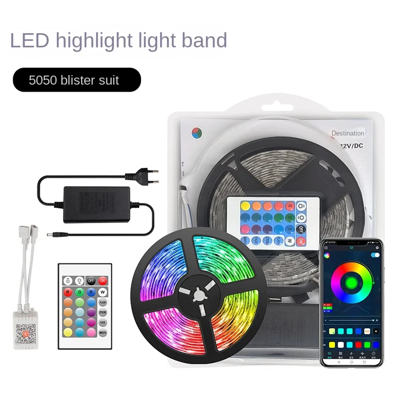 160 светодиодов/м Luces 100 футов 5 м 10 15 5050 12 В RGB украшение игровой комнаты Wi-Fi смарт-светодиодная лента