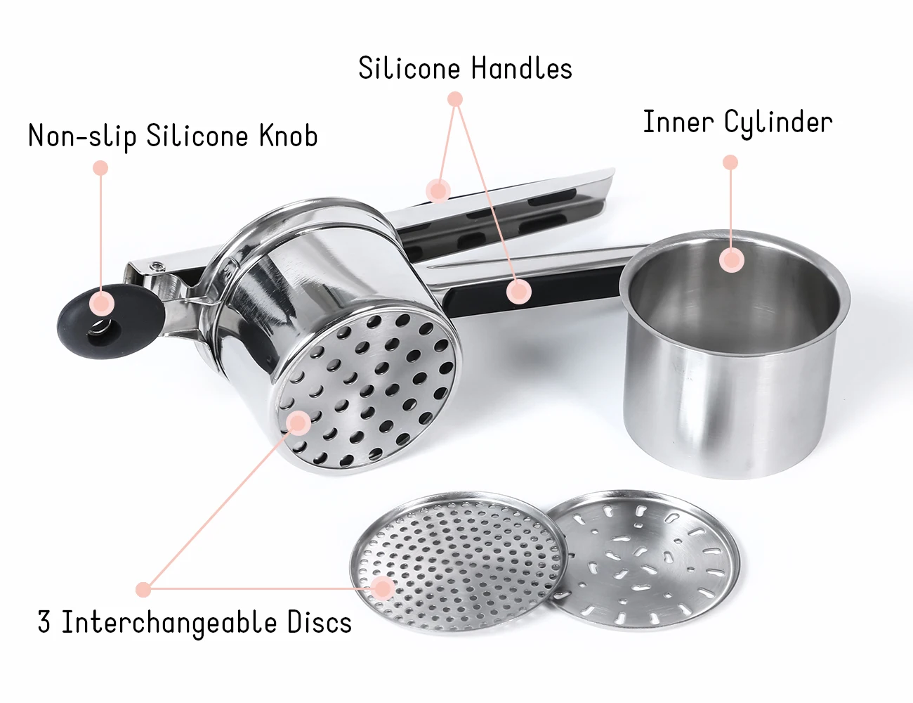 IN STOCK Stainless Steel Potato Ricer for Mashed Potatoes Vegetables and Fruit Masher Potato Ricer