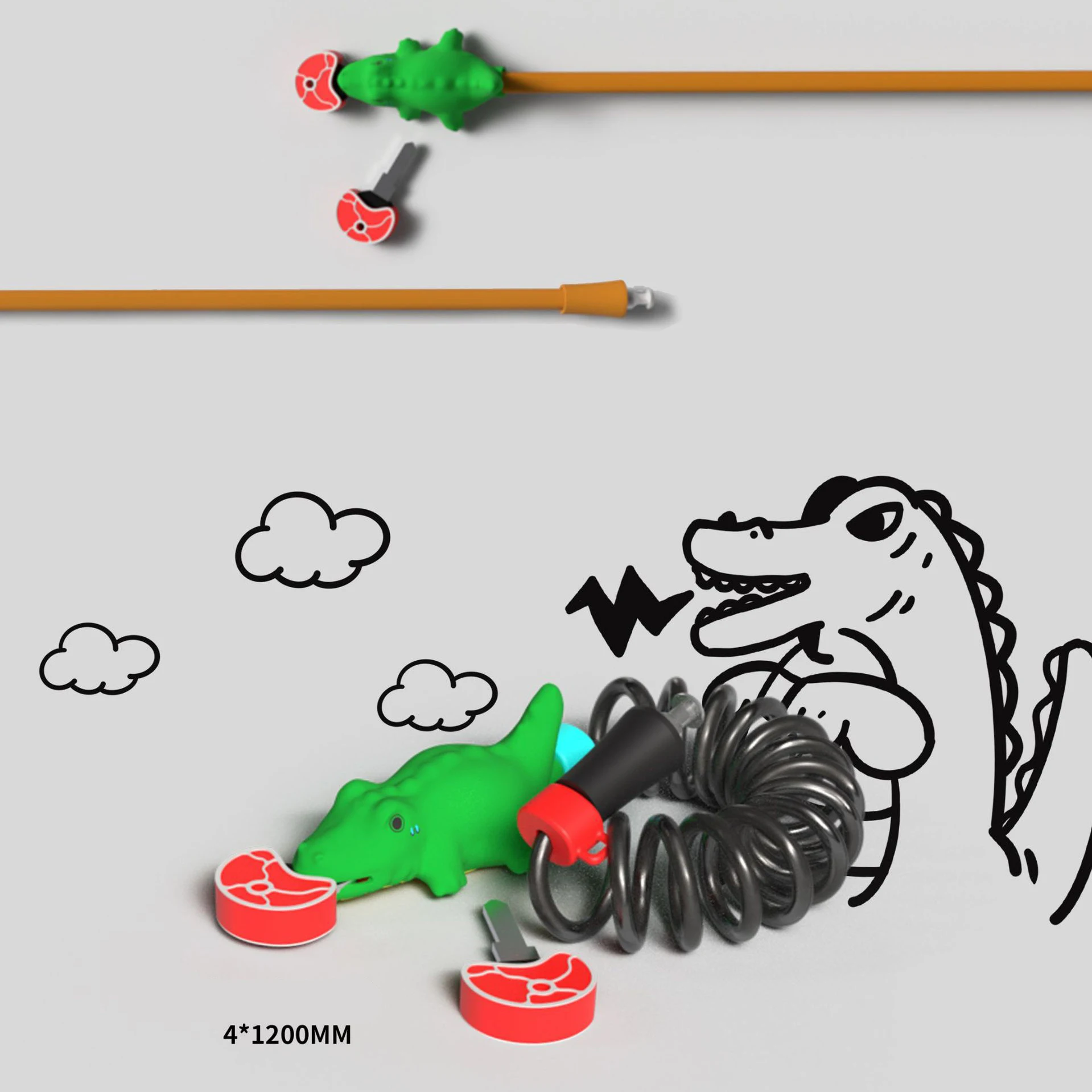 Cute animal shape Environmental protection silicone tape scooter  Anti theft kids bike lock