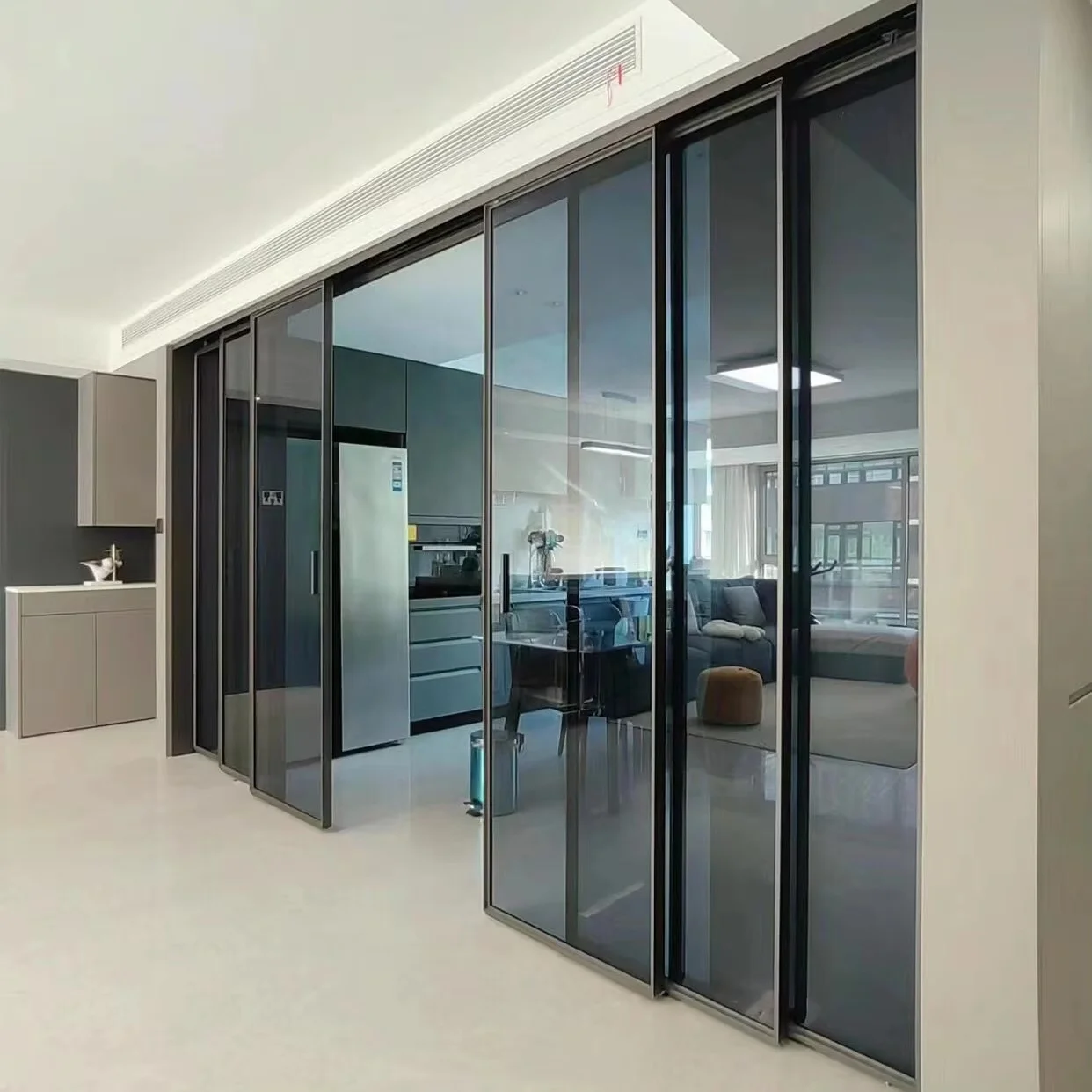 Nordi Interior Smart Electric Automatic Sliding Door LED Screen Panel Aluminum Doors Double Glazed Lifting Sliding Glass Doors