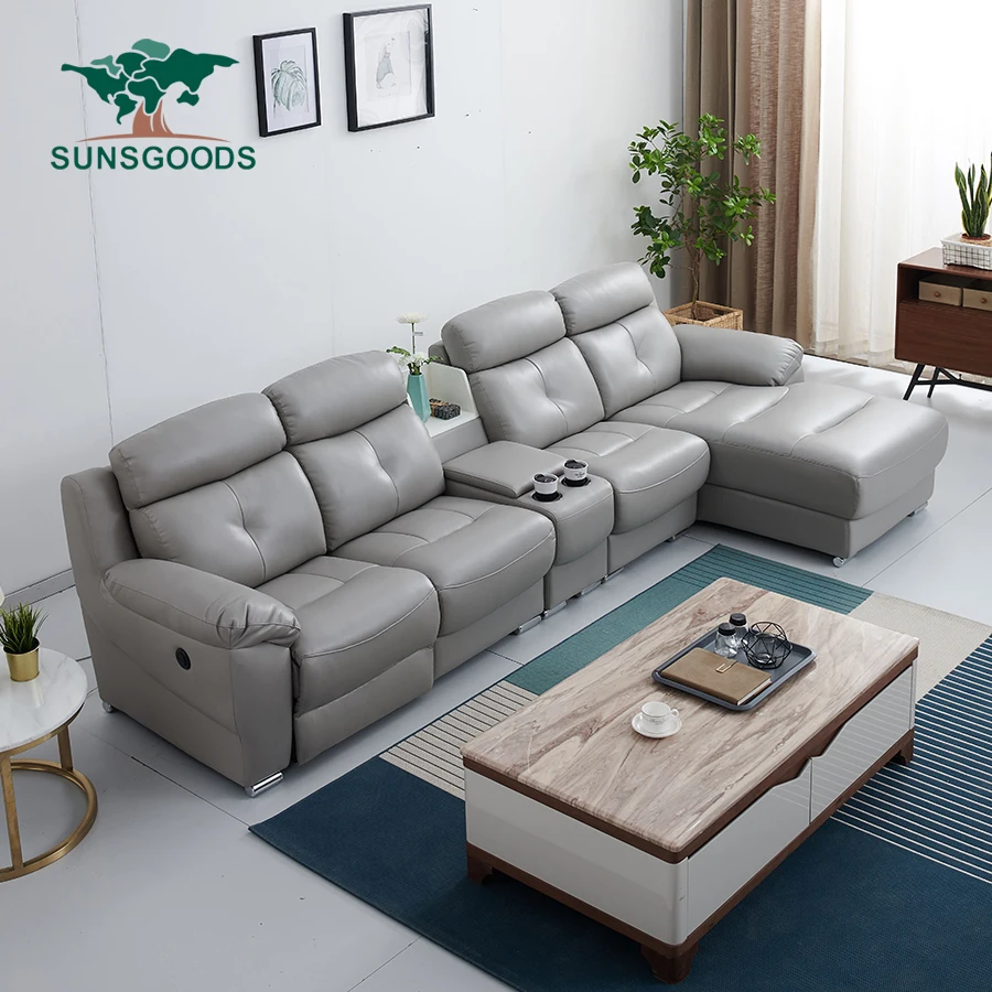 Luxury Corner L Shape Sectional Couch Sofa Comfortable Leather Furniture Living Room with recliner Furniture
