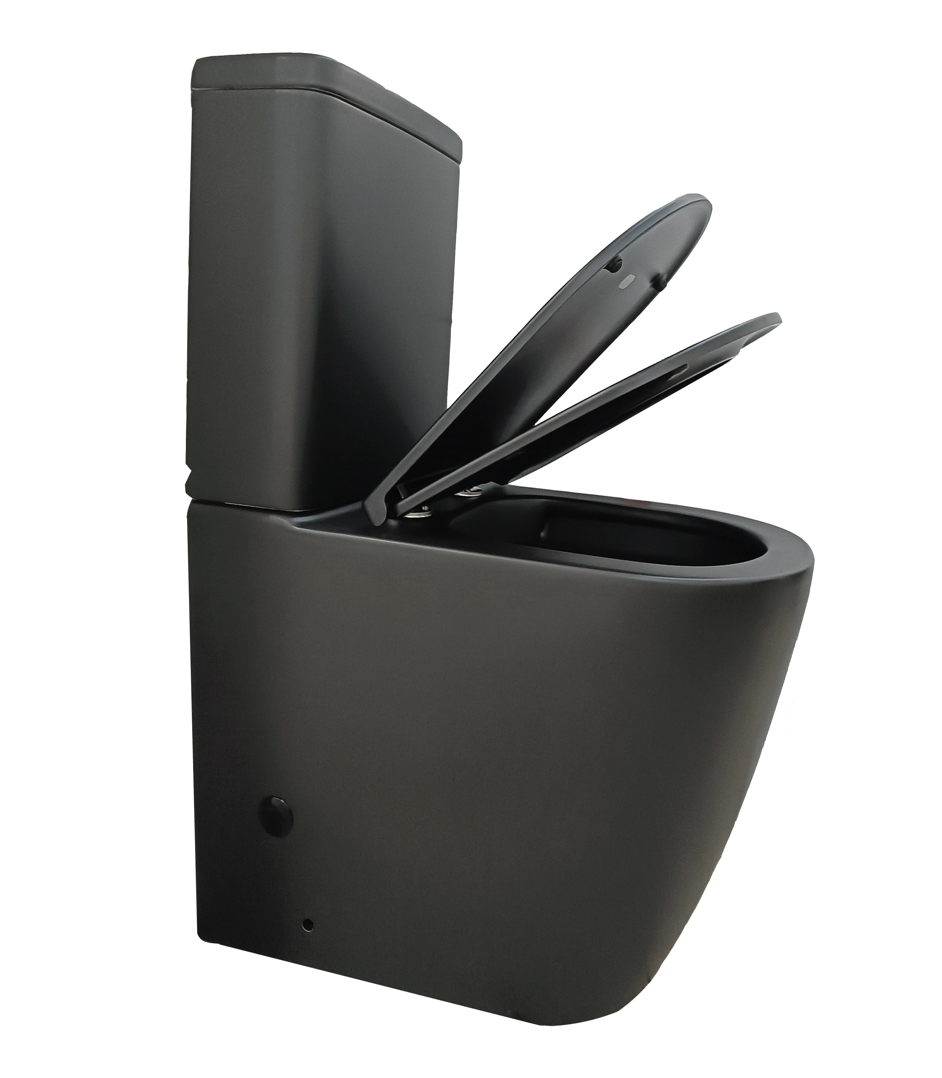 Matt Black Modern WC Bathroom Toilets Ceramic Two Piece Rimless Toilet Comfort Height Toilet With CE Watermark