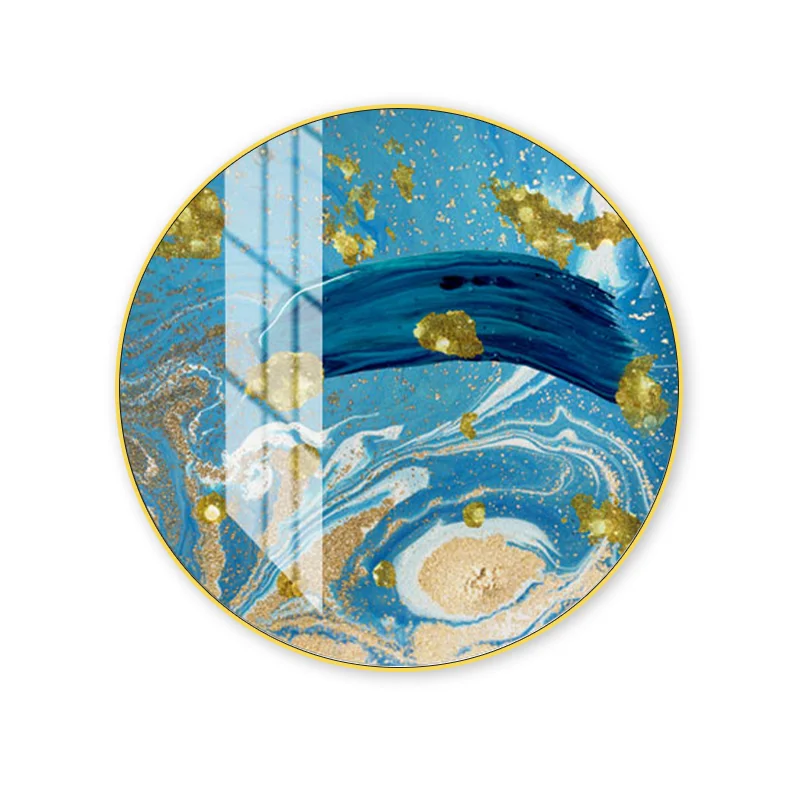 Abstract Art Deco Customized Ocean Beautiful Scenery Acrylic Round Crystal Porcelain Painting