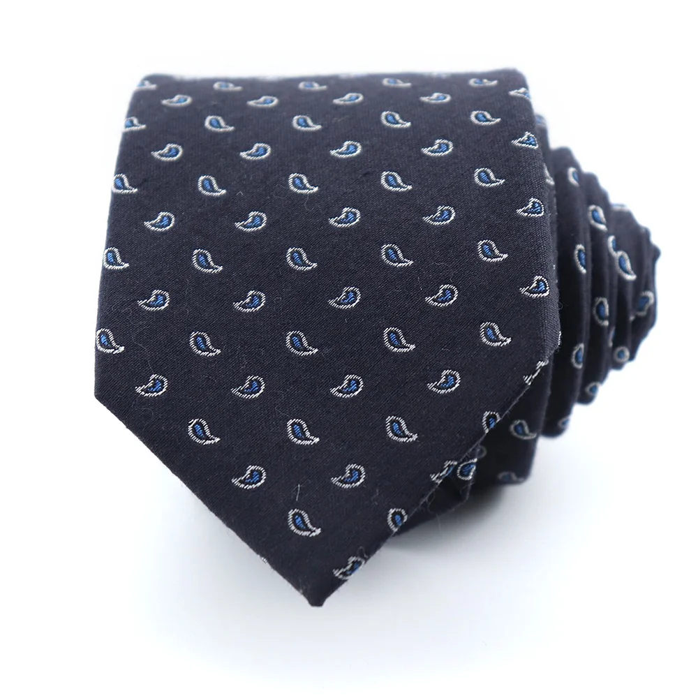 
 Классический деловой синий чистый поставщик ручной работы оптовая продажа мужских шелковых шерстяных тканых жаккардовых галстуков Пейсли  