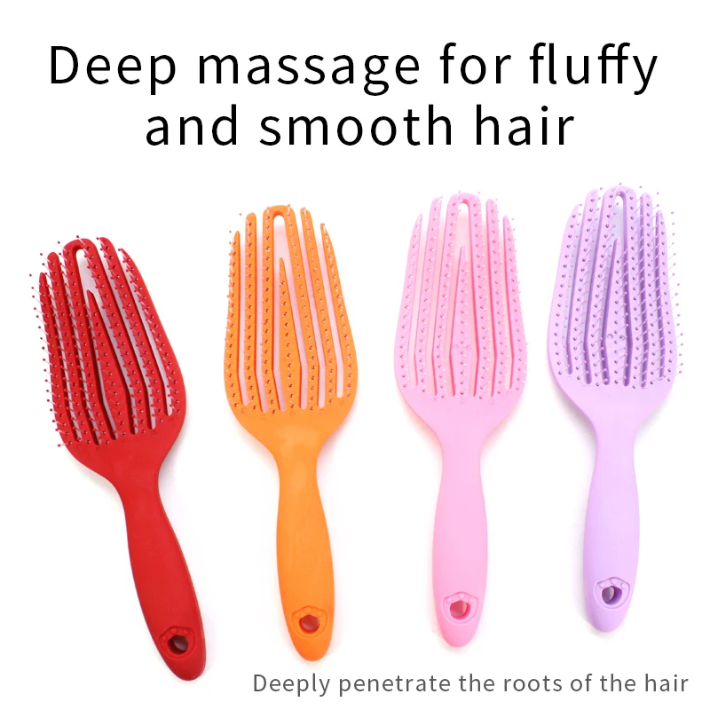 Custom Spots Massage Hair Styling Comb Delicate Plastics Hair Brush Curly Hair Design Large Curved Comb Hollow Fluffy Comb