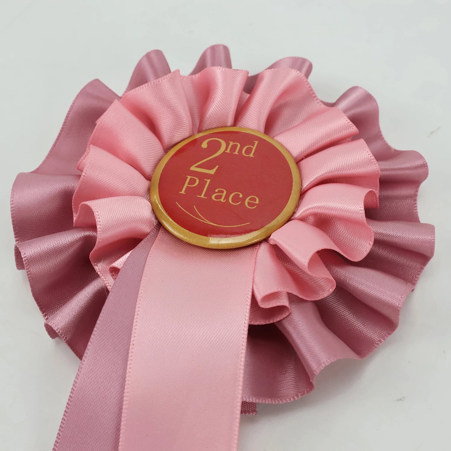 MIDI Birthday Party Classroom Competition Double Face First Place Satin Sport Tinplate Award Ribbon Rosette With Safety Pin