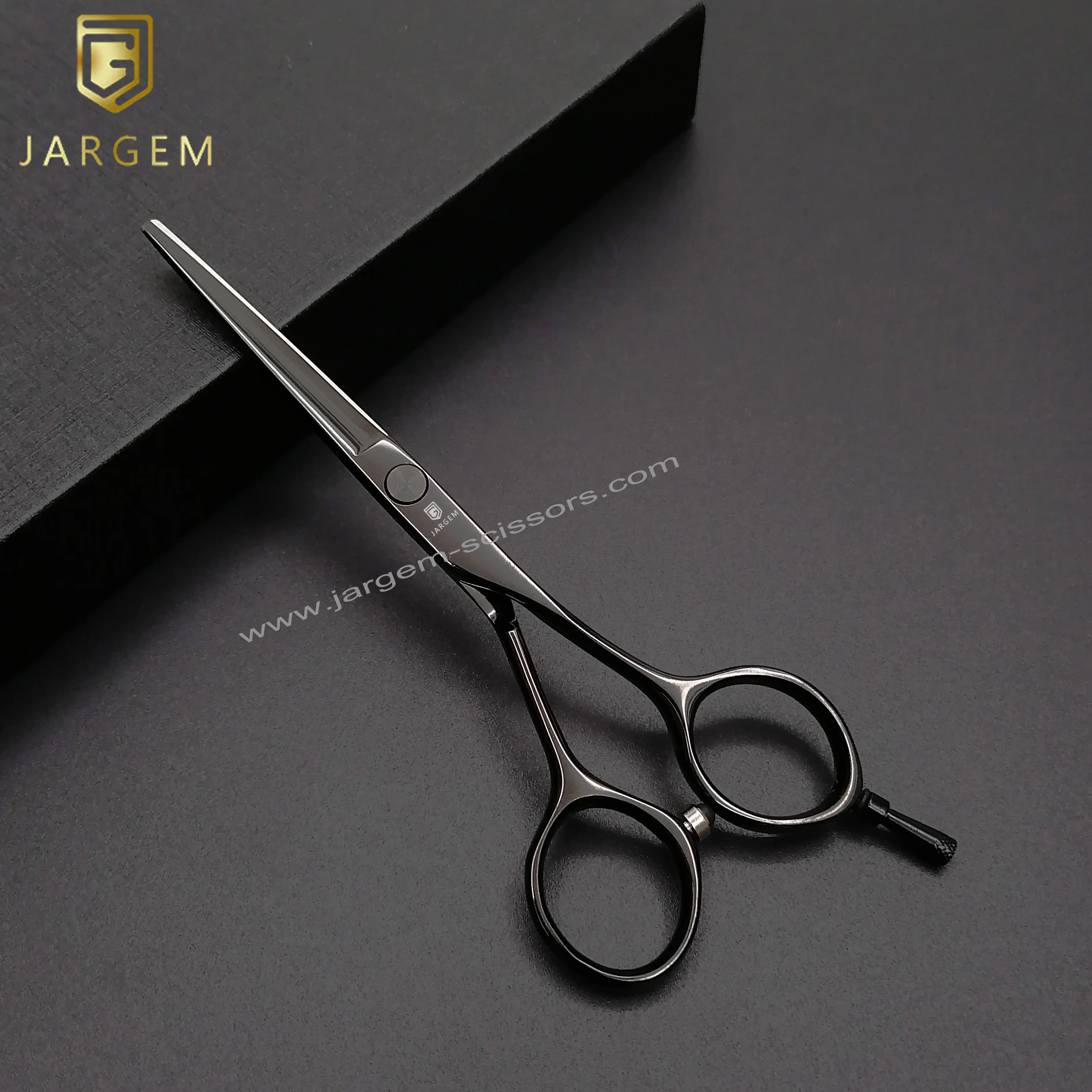Customized small size barber scissors hair scissors black coated hairdressing scissors in 5 inch