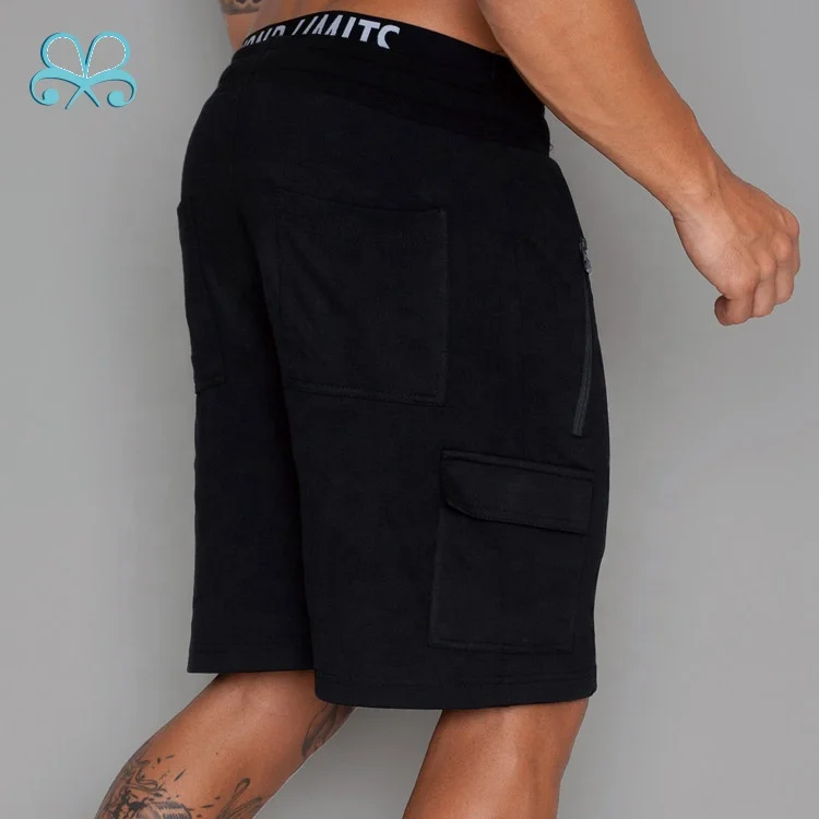 Best sale gym fitness black cargo shorts for man