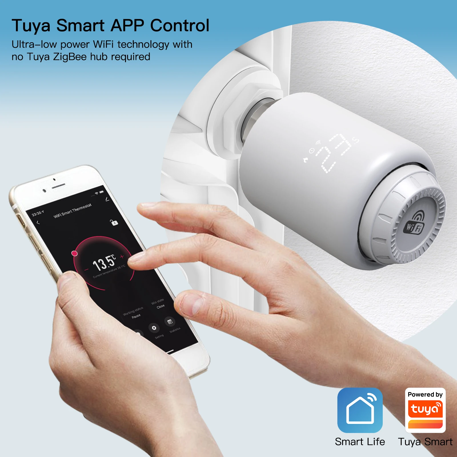 MOESS Tuya Smart WIFI TRV Actuators Smart Life Wireless Remote Control Home Heating Thermostat Temperature Controller