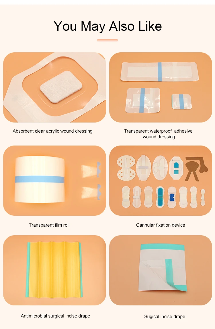 Waterproof Hypoallergenic CE Sterile Medical Transparent PU Film IV Cannula Dressing Wound Plaster 5cmx5.7cm