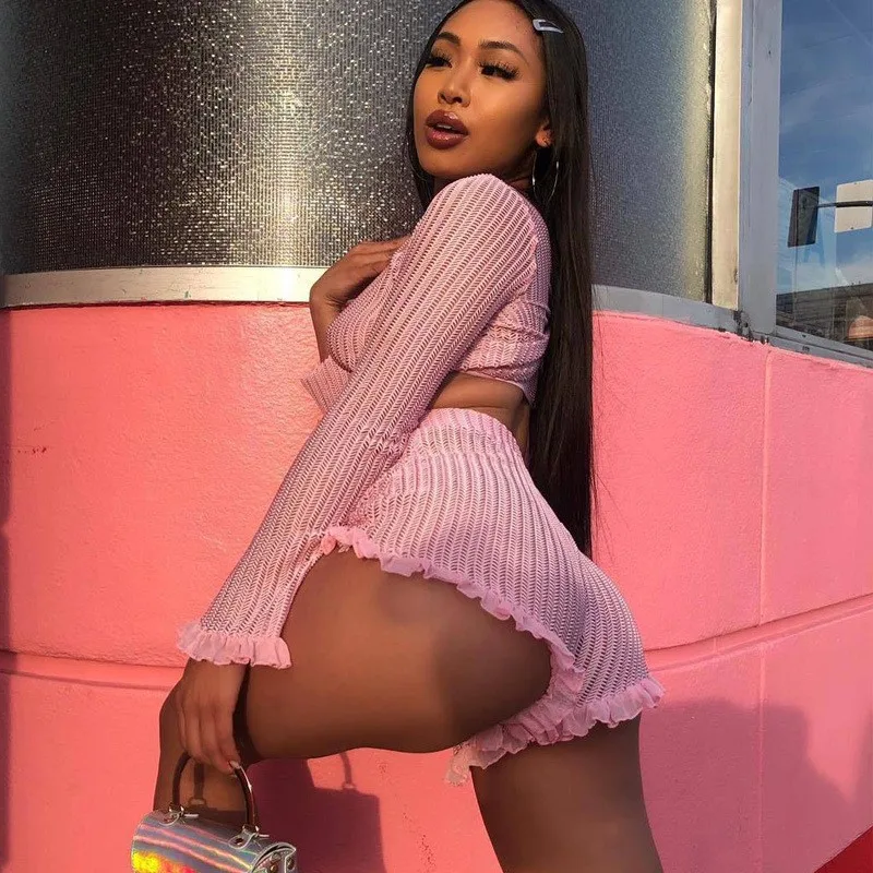 
New design 2 piece outfits summer sexy Pink two pieces sets wysbaoshu Tracksuit women lounge short sets 