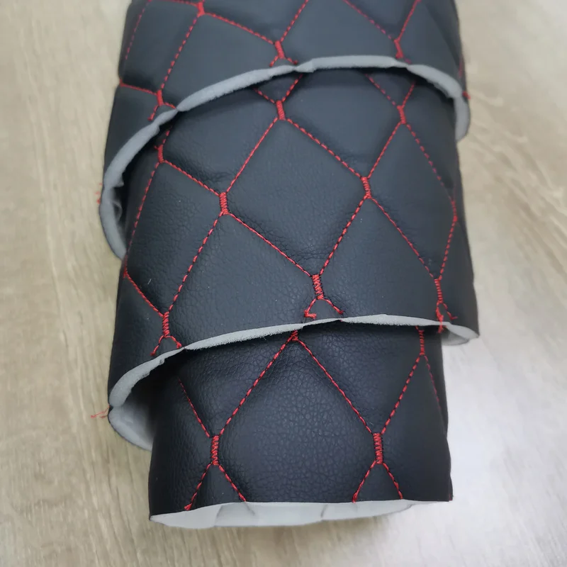 Embroidered PVC Foam Sponge Quilted Fabric Diamond Stitching Car Seat Rexine Material Embroidery Leather