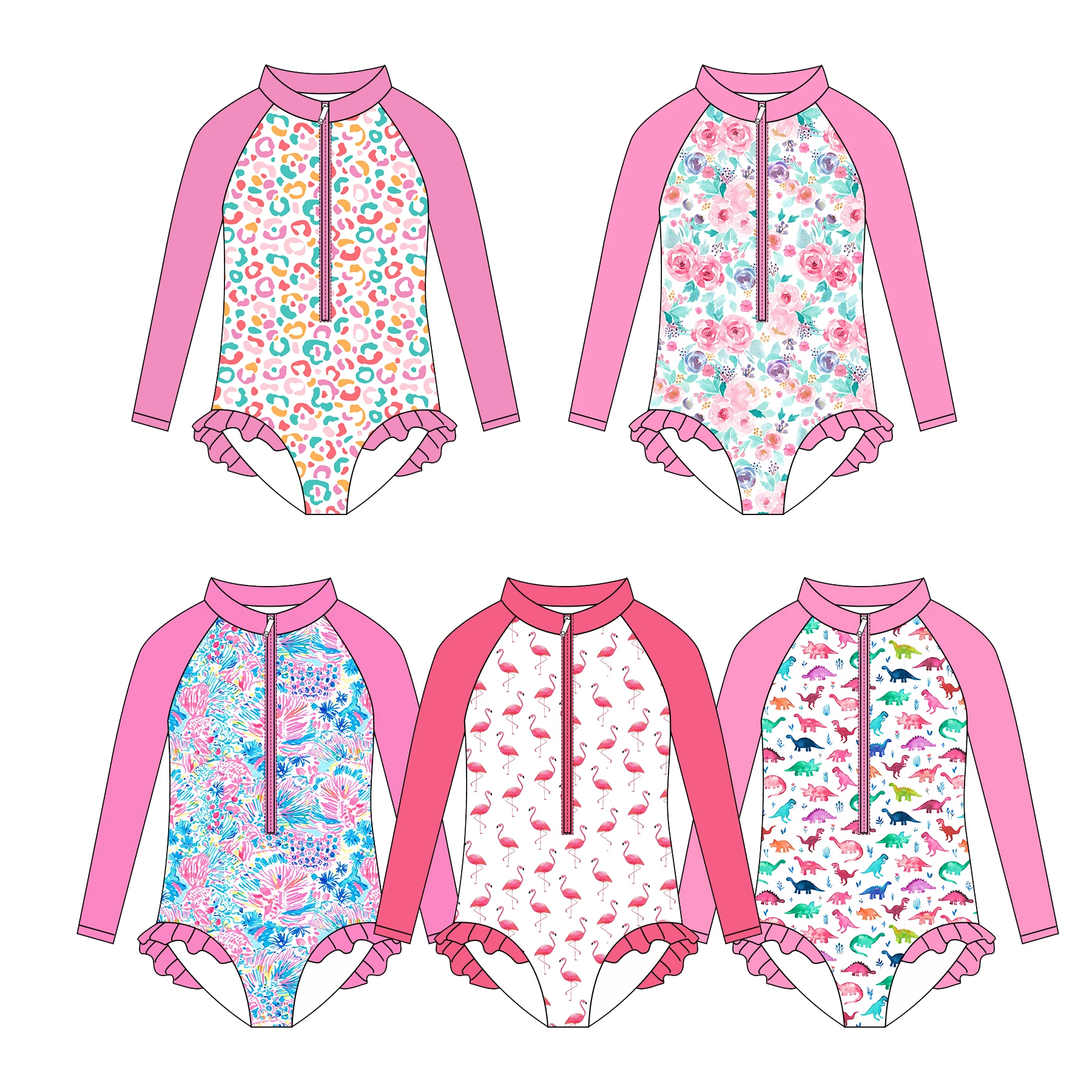 Customized Wholesale High Quality Seersucker Baby Swimsuit Bikini Girl Bathing Suit Child Swim Toddler Kids Swimwear