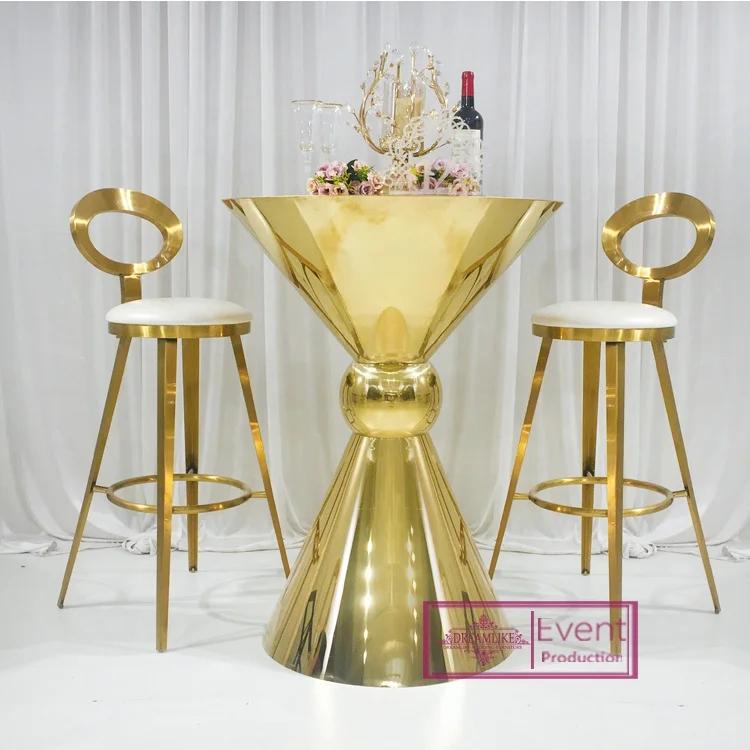 Round stainless steel cocktail bar tables set for club furniture