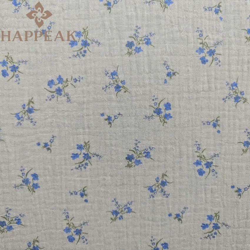 HAPPEAK мягкая 100% хлопковая двойная марлевая ткань из муслина с индивидуальным дизайном марлевая ткань с цветочным принтом для детской одежды