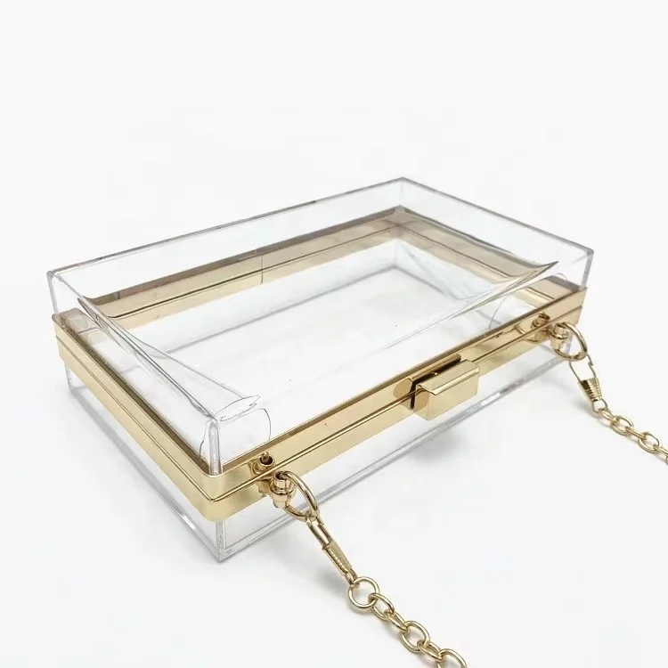 
Transparent Acrylic Clutch Bag Clear Crossbody Evening Chain Box Purse Handbag 