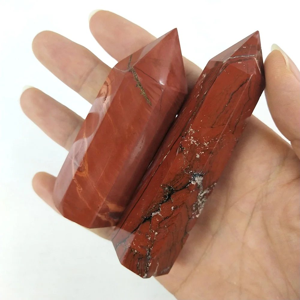  Wholesale Natural Quartz Crystal Wands Hand Carved Healing Red Jasper Towers For