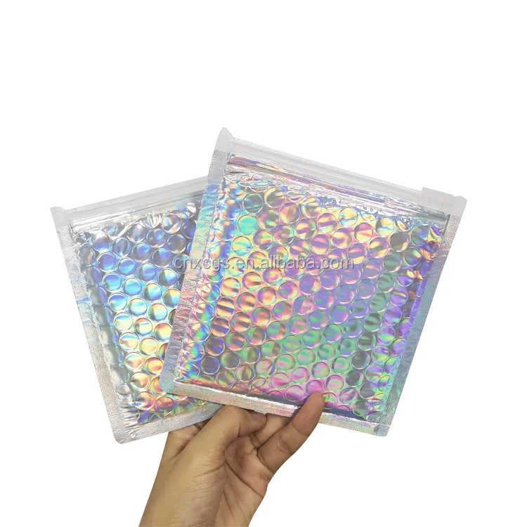 Custom Silver Bubble Mailer with Zipper, Metallic Padded Reusable Pouch, Waterproof and Shockproof Packaging
