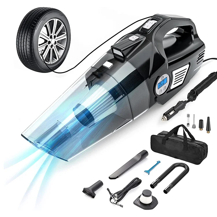 Digital display 2022 Hot Sale New Product 4 in1 High Suction 12V Wet and Dry Cord Cordless Portable Car Vacuum Cleaner