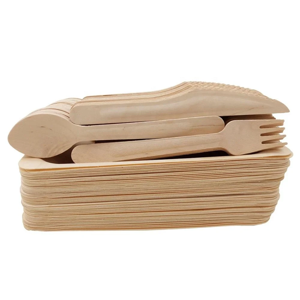 
Best-selling Biodegradable Eco-friendly knife and fork spoon Natural disposable wooden tableware for wholesale 