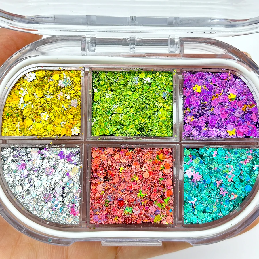 OEM Glitter Custom 6 colors Creamy Customize Eyeshadow Palette Private Label Logo Black Glitter Eyeshadow Palette Eye Shadow