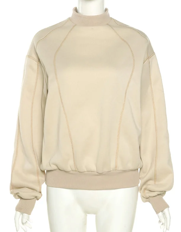 
2021 New Autumn Solid Women Long Sleeve Turtleneck Top Fashion Ladies Line Loose Thick Pullover 