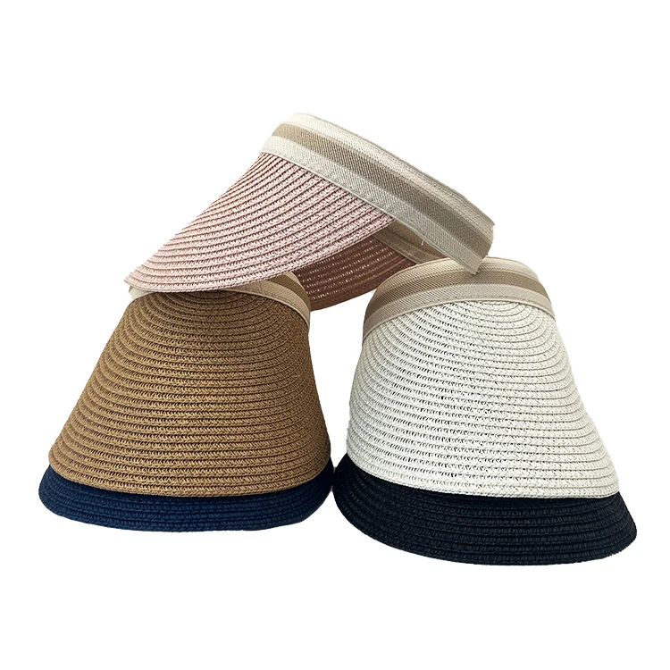 Summer Women Straw Sun Visor Hat Protection Wide Brim Beach Sun Visor Hat