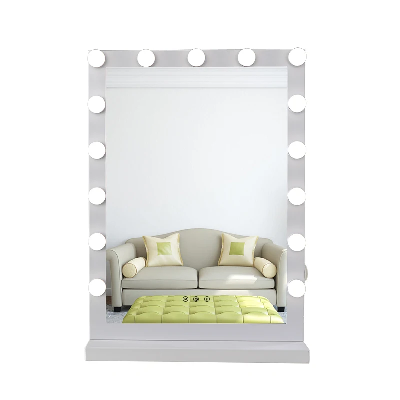 Standing Type 15 LED Lighting Bulbs Hollywood Style Smart Touch Screen Beauty Makeup Vanity Hairdressing Mirror