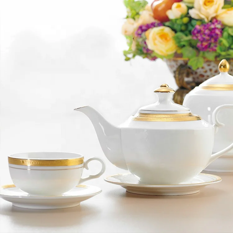 Luxury pakistani arabic wedding vintage gold coffee tea cups and saucers tea cup set with golden rim lined