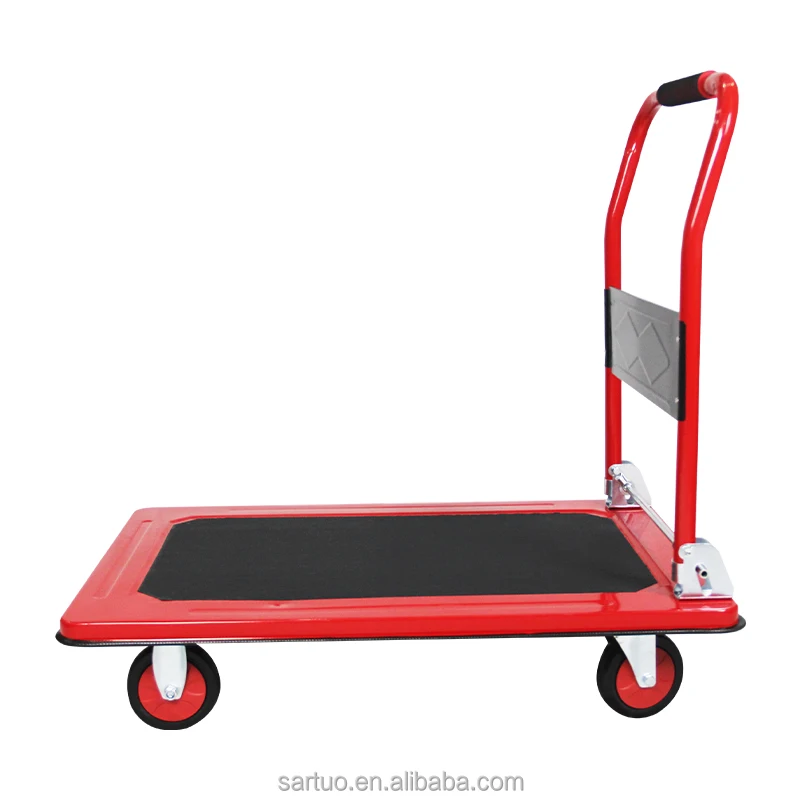 Red steel trolley Four-wheeled truck New product trailer logistics Workshop Easy to store hand cart