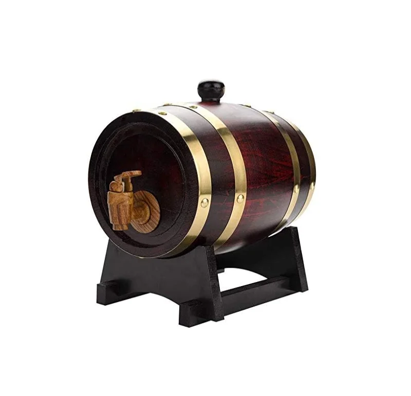 Vintage Wood Oak Timber Wine Barrel Dispenser Whiskey Barrel Dispenser for Storing Whiskey Beer