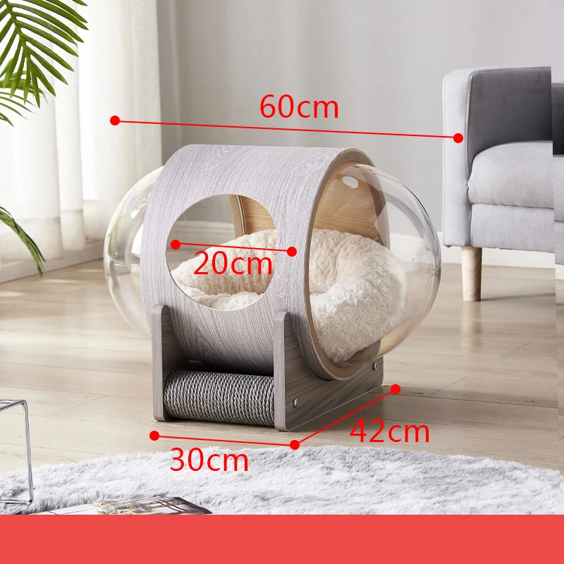 Acrylic transparent pet house space wooden starry sky ufo winter warm pet house cats and dogs four seasons Cat Bed with Mat Gift