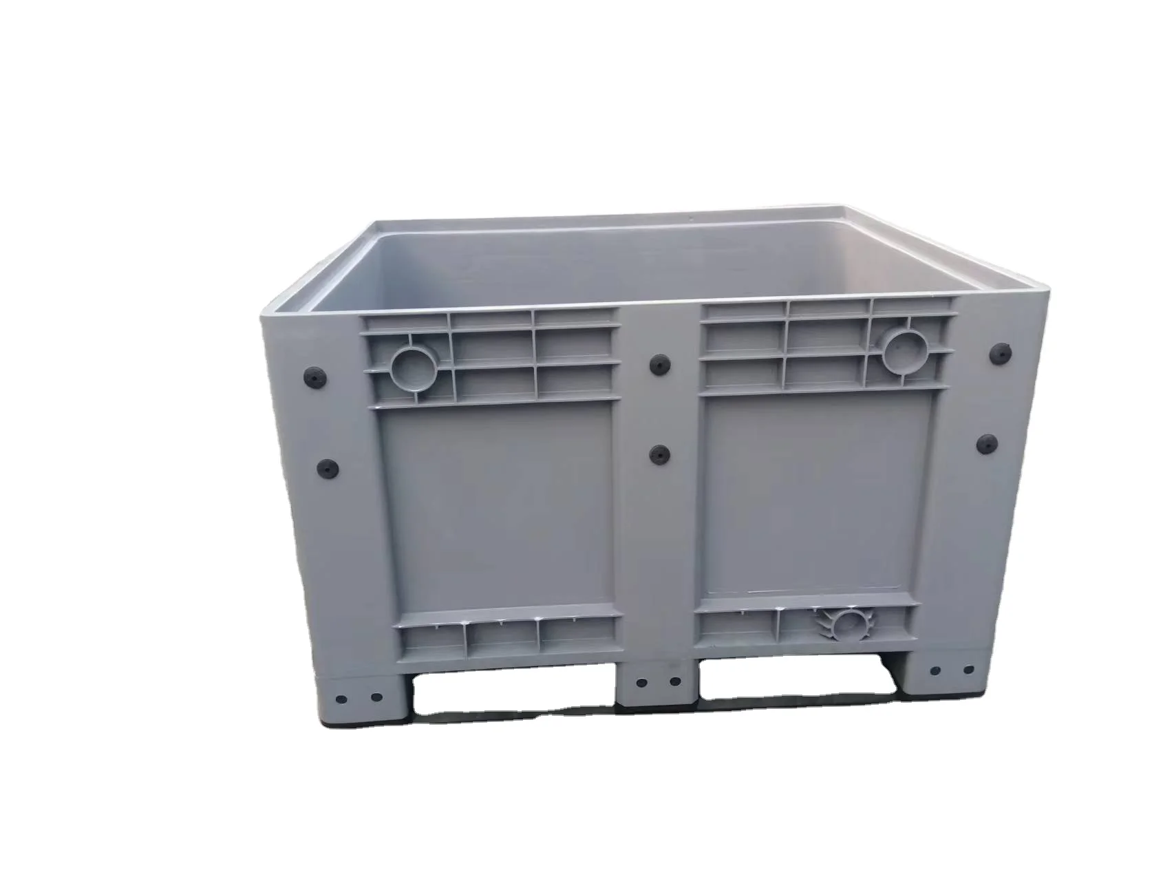 wholesale 600 Liter large durable hard plastic material industrial solid box type plastic pallet box for transportation