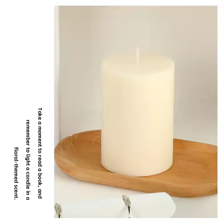 Bulk Gothic White Onyx 8oz Soy Wax and Coconut Wax Pillar Candles Embossed Ceramic Fall Cans without Logo for Pet Odor Control