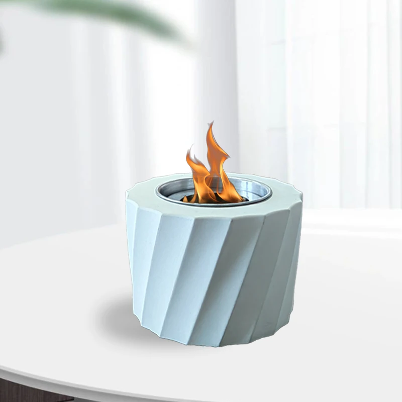 Wholesale Good Sale Modern Design Concrete Grayish White Firepit Clean Fuel Smokeless Modern Design Firepit